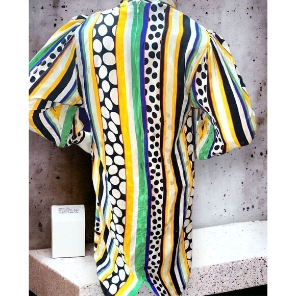 VINTAGE 80'S ADELE SIMPSON MULTI PRINT MOD DRESS Sz 16 - Picture 6 of 11